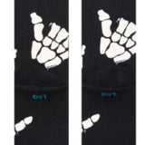 Stance Kids' Zombie Hang Crew Socks 2023 - Black crew socks with white zombie hands and feet graphic.