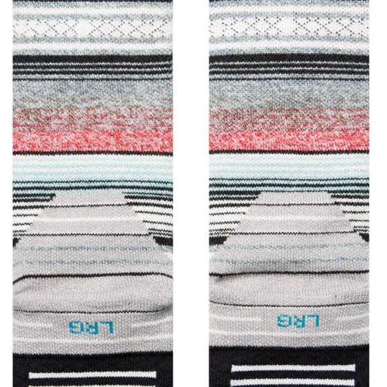 Stance Kids Curren Snow SB Sock 2024 - A pair of snowboard socks with a red and grey pattern, featuring white accents and black stripes at the top.