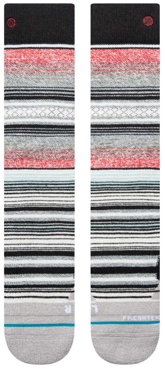 Stance Kids Curren Snow SB Sock 2024 - A pair of snowboard socks with a red and white patterned design on a gray background.