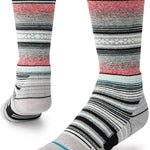Stance Kids Curren Snow SB Sock 2024 - A pair of snowboard socks with a red and grey patterned design on a white background.