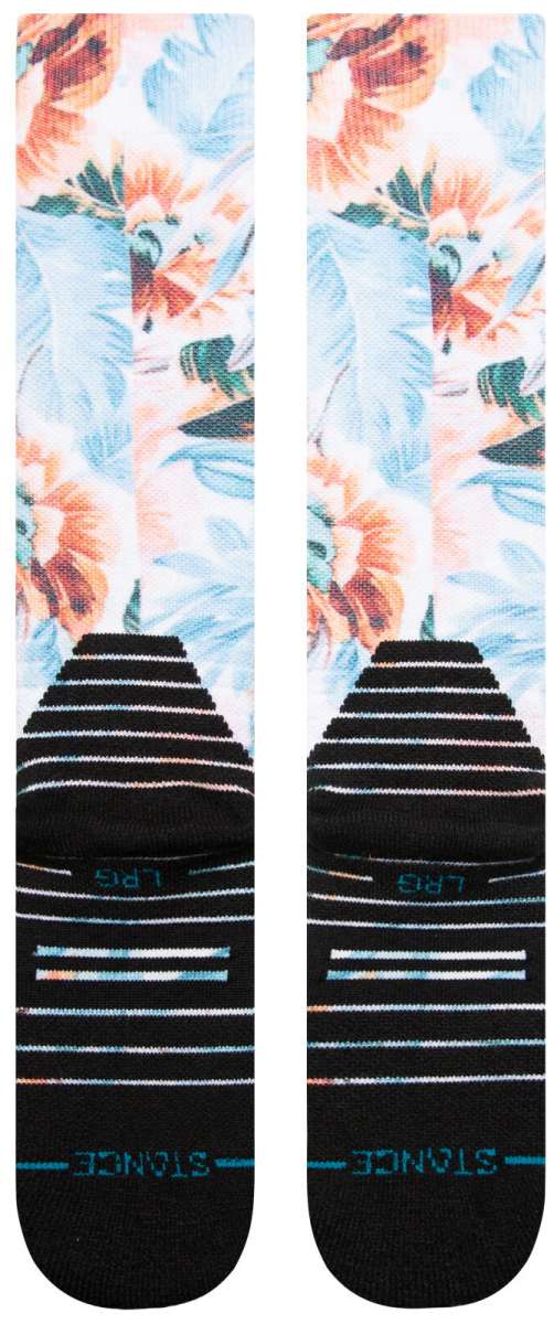 Stance Kids Flowerful Snow Sock 2024 - Floral pattern with pink, blue and orange flowers on a white background.