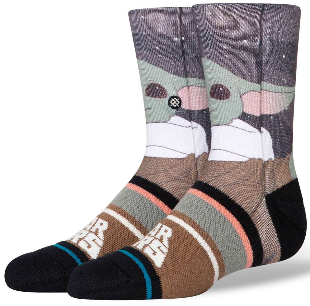 Stance Kids Grogu By Jaz Crew Sock 2024 - A pair of crew socks featuring an image of Grogu from The Mandalorian.