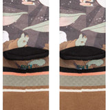 Stance Kids Grogu By Jaz Crew Sock 2024 - A pair of crew socks with a cartoon image of Grogu from The Mandalorian on them, featuring brown and tan colors.