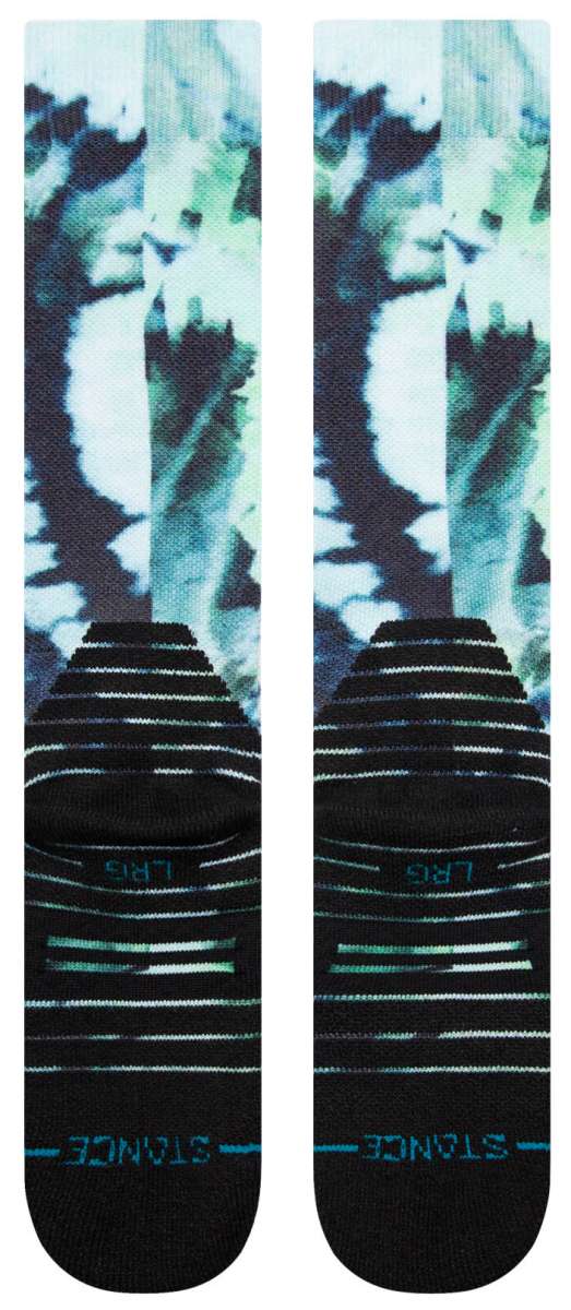 Stance Kids Micro Dye Snow SB Sock 2024 - A pair of snowboard socks with a blue and green tie-dye pattern on a white background.