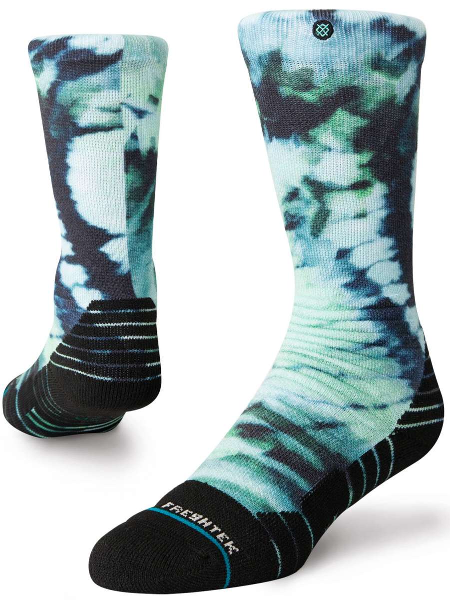 Stance Kids Micro Dye Snow SB Sock 2024 - A pair of snowboard socks with a tie-dye pattern in shades of blue and green.