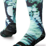 Stance Kids Micro Dye Snow SB Sock 2024 - A pair of snowboard socks with a tie-dye pattern in shades of blue and green.