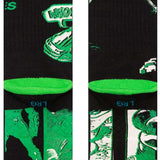 Stance Kids Teenage Mutant Turtles Crew Sock - Green turtle with white mask and red bandana on black background.