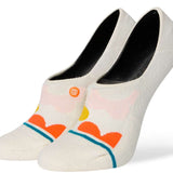 Stance Ladies Hope No Show Sock - White socks with orange, yellow and pink abstract shapes on top of a foot.