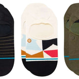 Stance Ladies Zing 3-Pack No Show Crew Socks 2023 - A pack of three no-show crew socks in various colors, featuring a geometric pattern on the top portion.