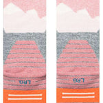 Stance - Lonely peaks design in shades of pink, white, and gray on a light gray background.