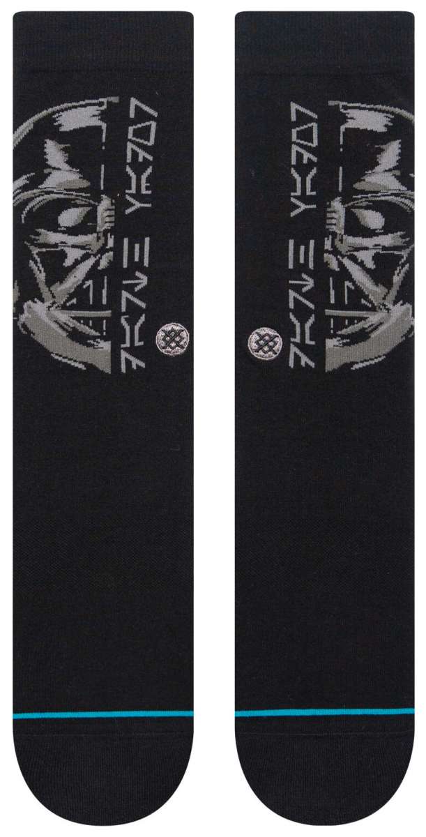 Stance Lord Vader Crew Socks - A pair of black crew socks with a gray graphic of Darth Vader's face on them.