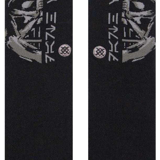 Stance Lord Vader Crew Socks - A pair of black crew socks with a gray graphic of Darth Vader's face on them.