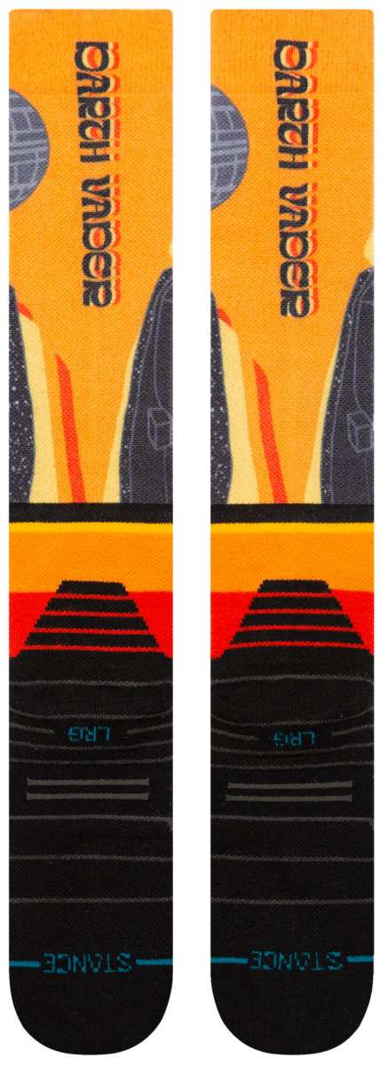Stance LVSW Snow SB Sock 2024 - White snowboard socks with a repeating pattern of black and red stripes.
