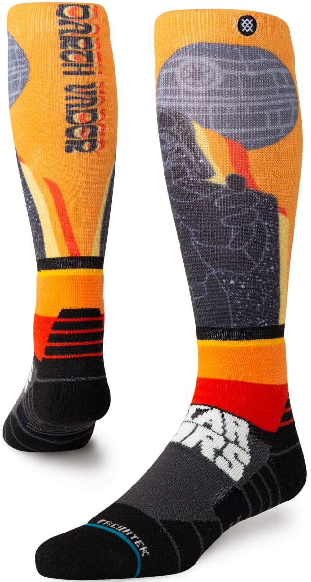 Stance LVSW Snow SB Sock 2024 - White snowboard socks with a black and grey logo on the top of each foot.