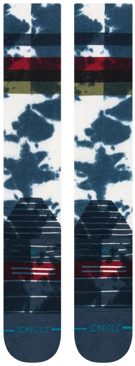 Stance Maliboo Dye Snow Sock 2023 - A pair of snow socks with a blue and white tie-dye pattern.