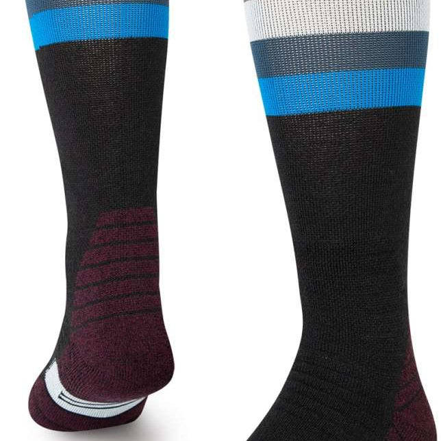 Stance Maliboo Snowboard Socks 2023 - Black socks with a blue stripe and white logo on top of foot.