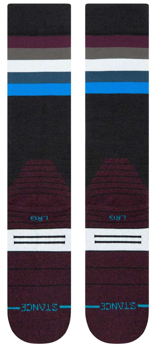 Stance Maliboo Snowboard Socks 2023 - Black socks with a blue stripe and gray heel.