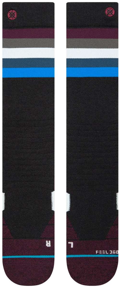 Stance Maliboo Snowboard Socks 2023 - Black socks with a blue stripe and white logo on top.
