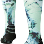Stance Micro Dye Snow Crew Sock 2024 - A pair of snowboard crew socks with a tie-dye pattern in shades of blue and green.