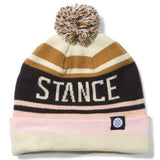 Stance OG Pom Beanie 2023 - A tan beanie with a large pom-pom on top and a black band around the base.