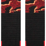 Stance Pelter Snow Sock 2024 - Black snow socks with a red and orange abstract pattern on top.
