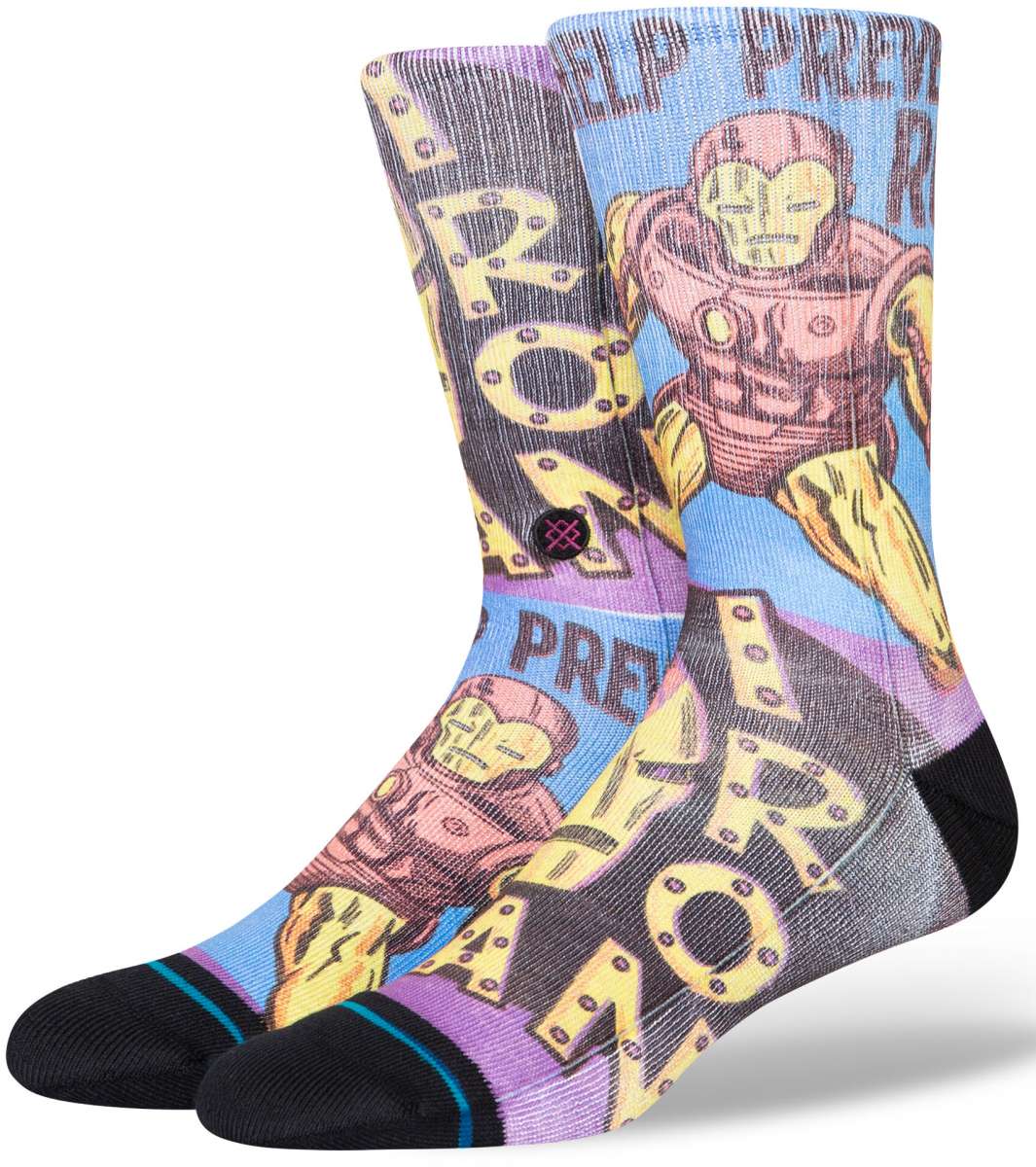 Stance - Prevent Rust Crew Sock 2024 is a crew sock with an image of Iron Man on it, wearing his signature red and gold armor.