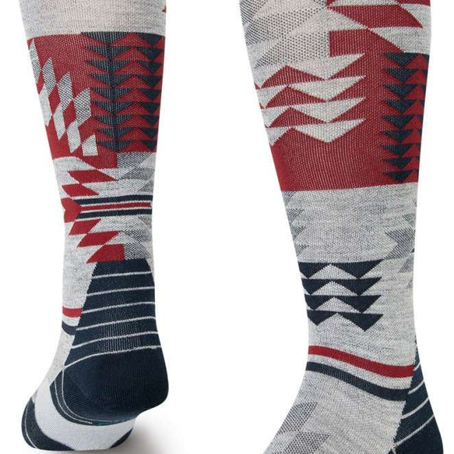 Stance Reaux Snowboard Socks 2023 - Red snowboard socks with a geometric pattern and white accents.