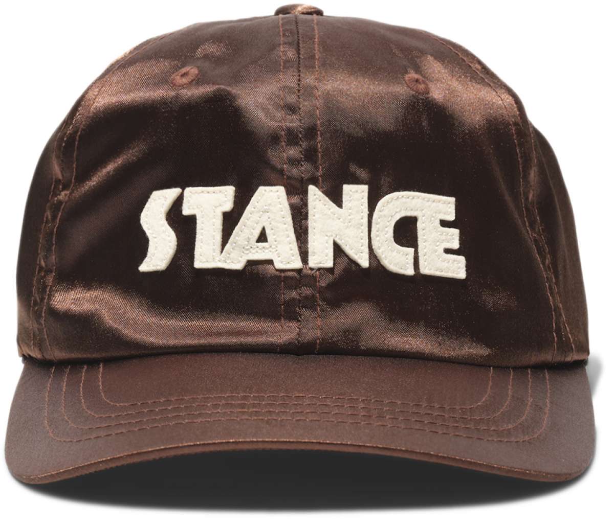 Stance - Satin cap with a small embroidered logo on the front, featuring a subtle sheen and a classic six-panel design.
