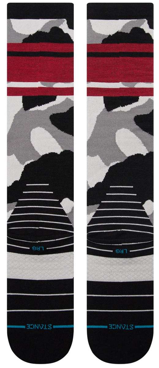 Stance Sergeant Snow Crew Sock 2024 - A pair of crew socks with a camouflage pattern in shades of grey, black and white.