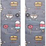 Stance Seyclops Crew Sock 2024 - A pair of gray crew socks with a repeating pattern of cartoon-style skiers and snowboarders in various poses, wearing red, white, blue, black, and yellow.