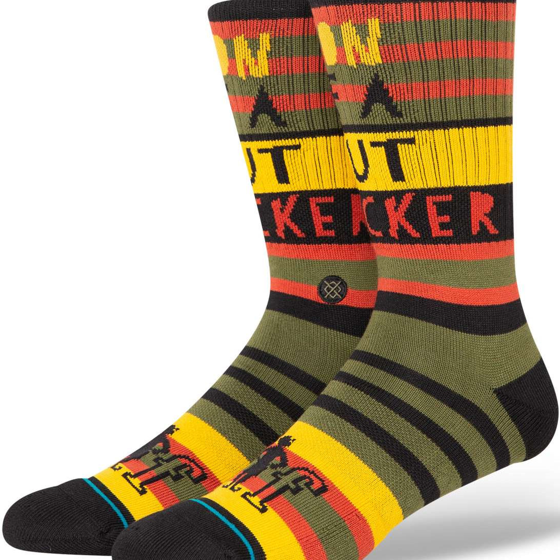 Stance Son of a Crew Sock - Crew socks with green, red, and yellow stripes.
