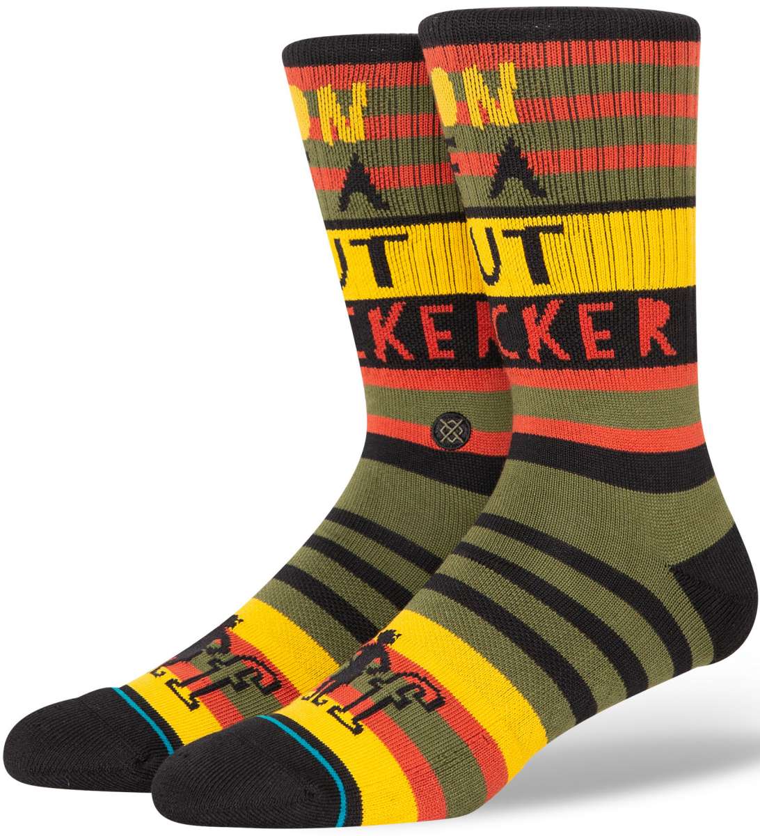 Stance Son of a Crew Sock - Crew socks with green, red, and yellow stripes.