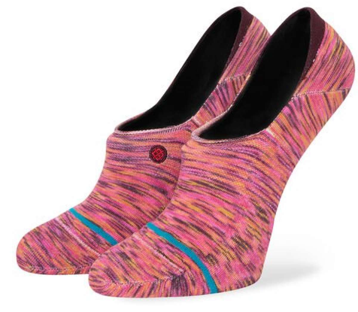 Stance Ladies Spectacular No Show Sock 2023 - Pink socks with a subtle yellow and purple marbled pattern.