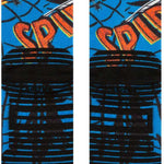 Stance Spiderman Mid Crew Sock 2024 - A pair of crew socks with a blue background and an image of Spider-Man in red and black.