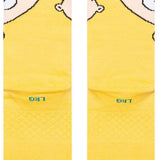 Stance Stewie Crew Sock 2024 - A pair of crew socks featuring an image of Stewie Griffin from Family Guy on a yellow background.