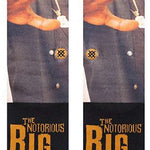 Stance The King of New York Crew Socks 2023 - White crew socks with a black and gold graphic of Notorious B.I.G.'s face on the top.