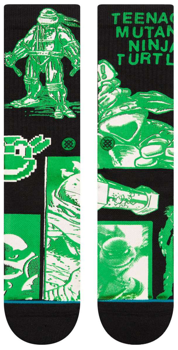 Stance - Teenage Mutant Ninja Turtles characters in green and white on black background.