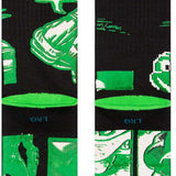 Stance - TMNT crew socks featuring a green turtle character with a bandana on its head and a red mask over its eyes.