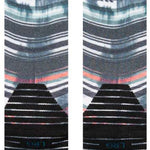 Stance Traditions Snow Crew Sock 2024 - A pair of crew-length socks with a repeating pattern of snowflakes and trees in shades of blue, white, and gray.