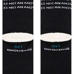 Stance Troubled Crew Sock 2023 - Black crew sock with white text that reads "IS NOT AN ANSWER" in all caps.