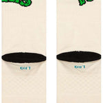 Stance Turtles Crew Sock 2024 - White crew socks with green "Teenage Mutant Ninja Turtles" logo on top of foot.