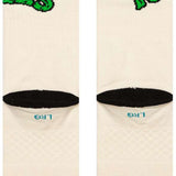 Stance Turtles Crew Sock 2024 - White crew socks with green "Teenage Mutant Ninja Turtles" logo on top of foot.