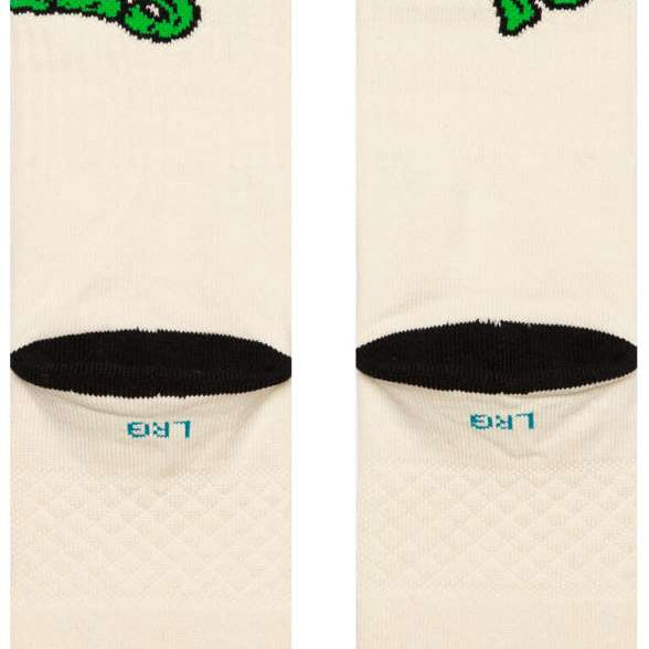 Stance Turtles Crew Sock 2024 - White crew socks with green "Teenage Mutant Ninja Turtles" logo on top of foot.