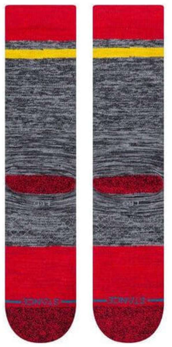 Stance Vintage Disney 2020 Crew Sock - A gray crew sock with a yellow stripe and red top featuring Mickey Mouse ears.