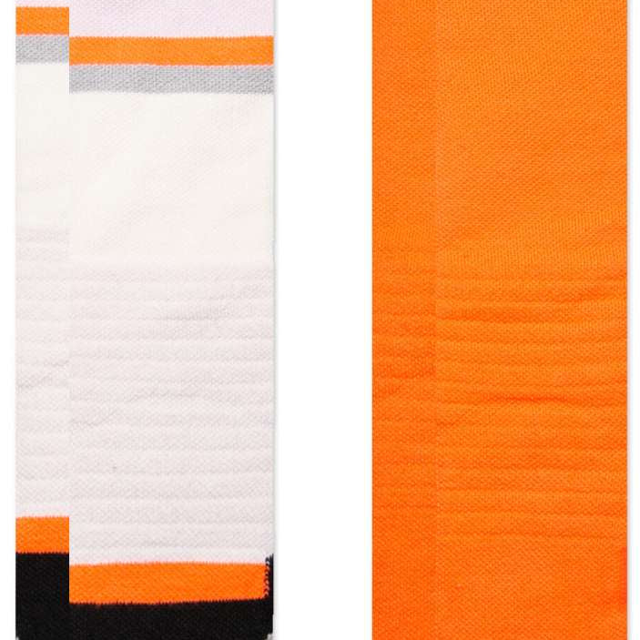 Stance Work It Snow 2 Pack SB Sock 2024 - White socks with orange and gray stripes on top, black heel and toe sections.
