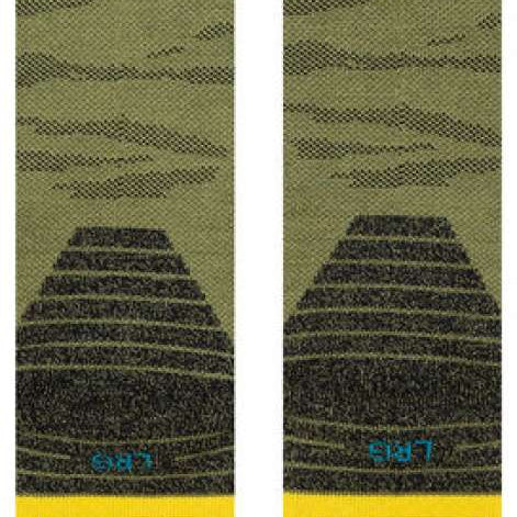 Stance WU TANG World Snowboard Socks 2023 - Black socks with yellow Wu-Tang logo on top and blue accents around the ankle.