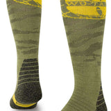 Stance WU TANG World Snowboard Socks 2023 - Sage green socks with a yellow Wu-Tang logo on the top of each sock.