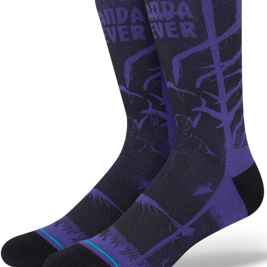 Stance Yibambe Crew Sock 2023 - A pair of black crew socks with a white and blue logo on top.