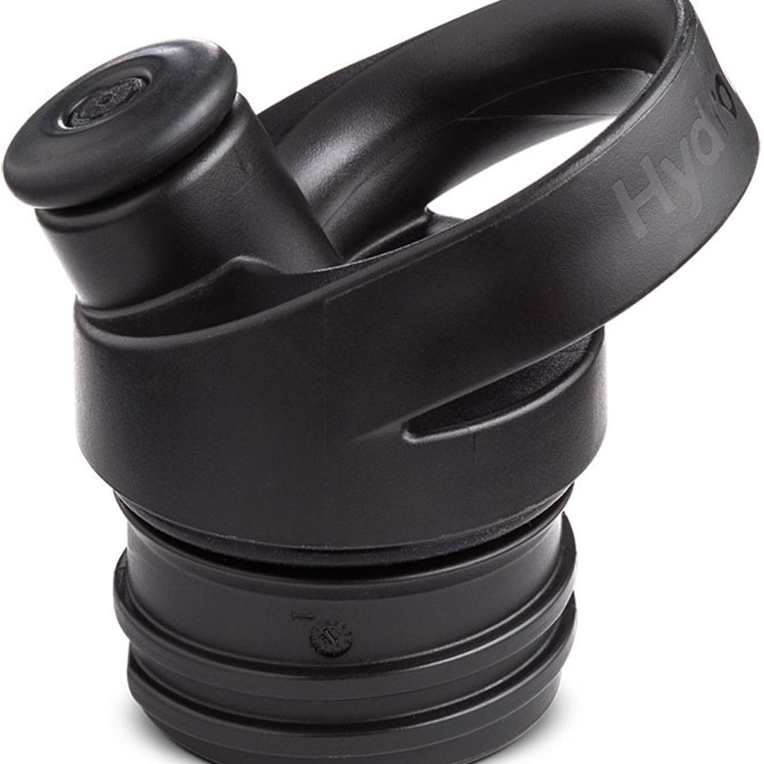 Hydro Flask Standard Mouth Insulated Sport Cap - A black cap with a circular, flat mouthpiece and a small, round button on top.
