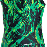 Water Pro Ladies' Storm Cyclone Swimsuit 2015 - A black swimsuit with a green and yellow abstract pattern.
